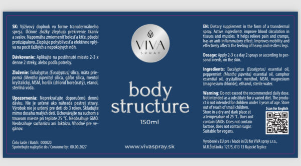 VIVA sprej Body Structure etiketa